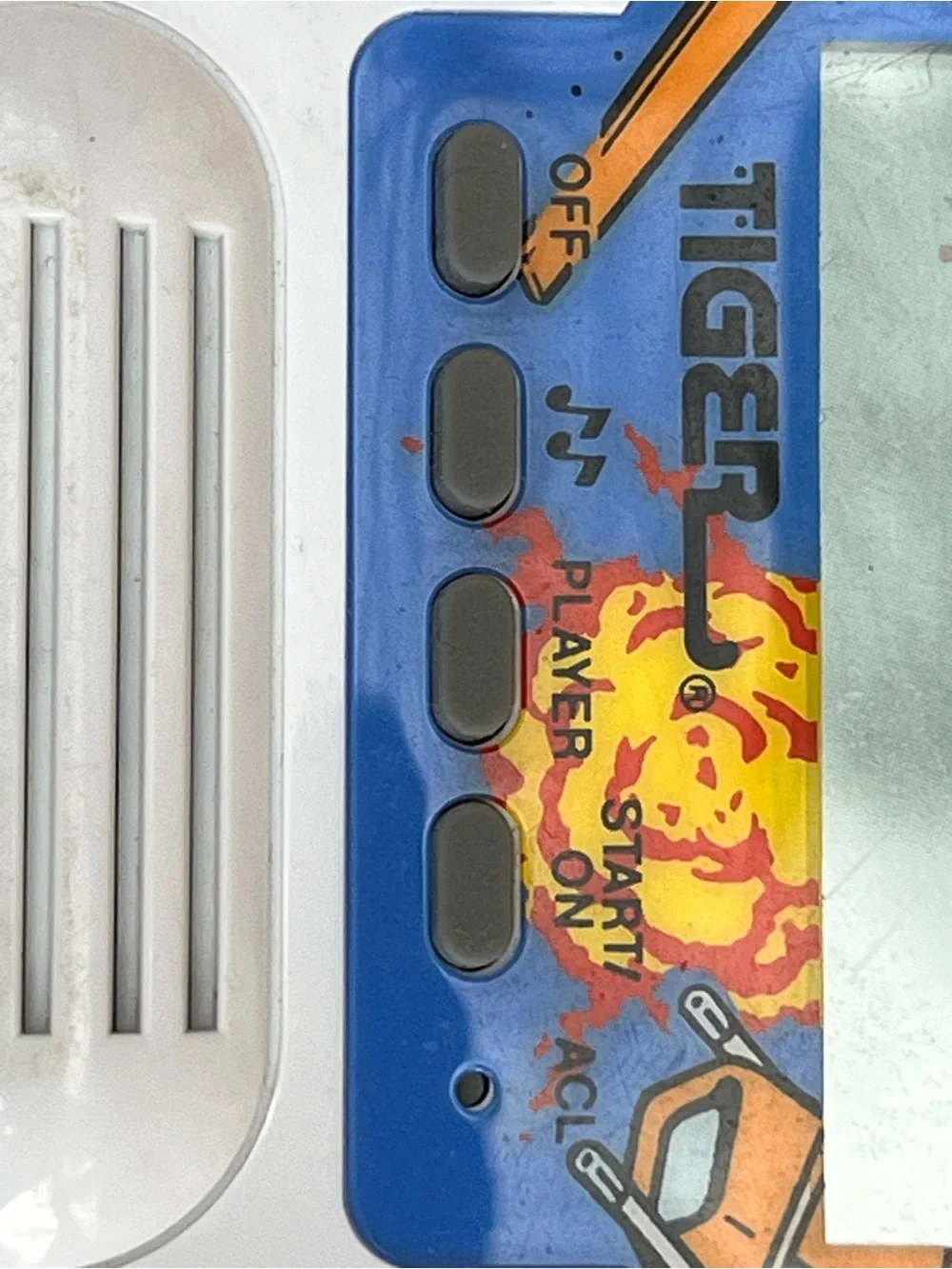 Tiger Space Fight vintage 1988 Handheld Electronic Game - White and Blue